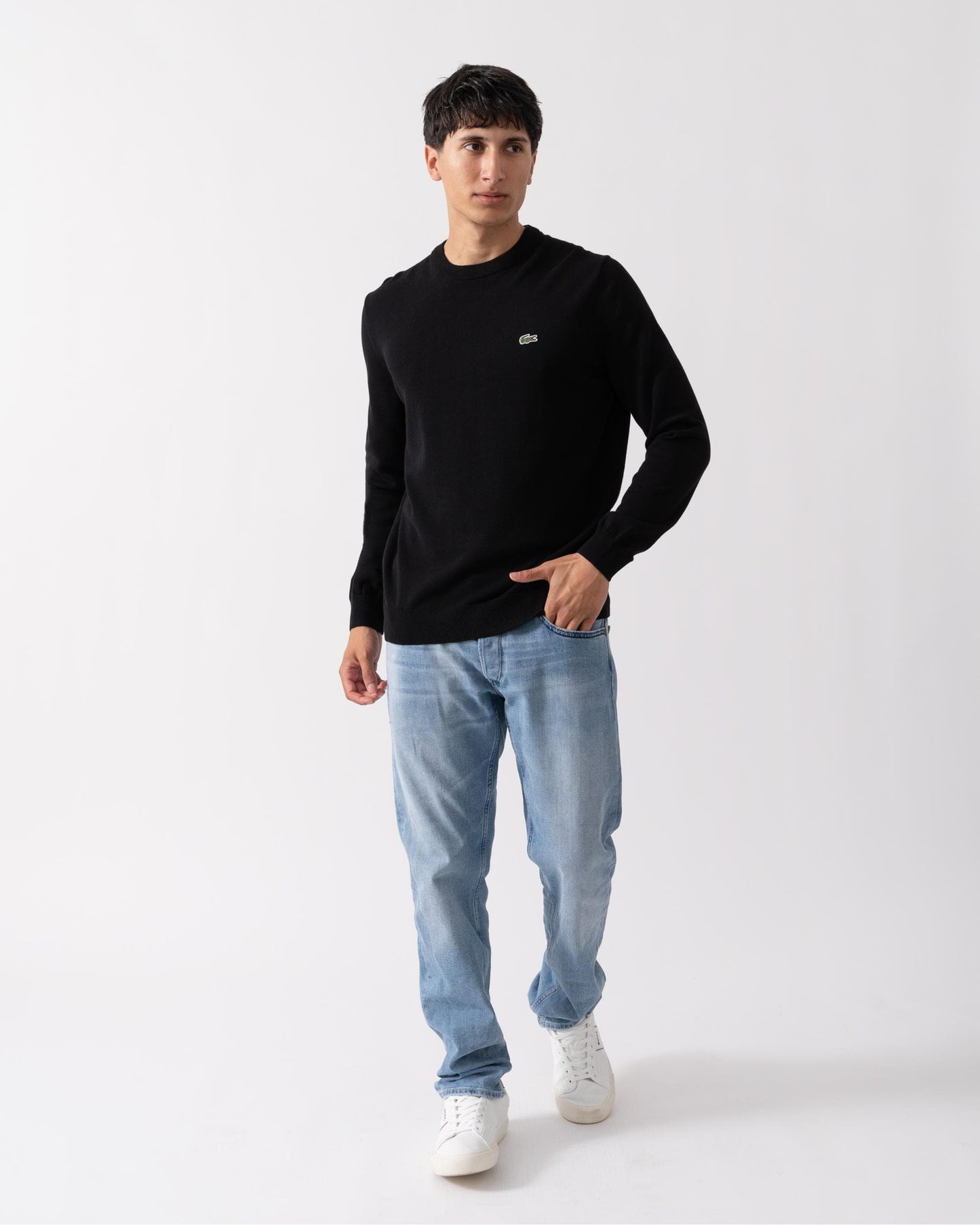 Mens Organic Cotton Crew Neck Sweater - Black 031