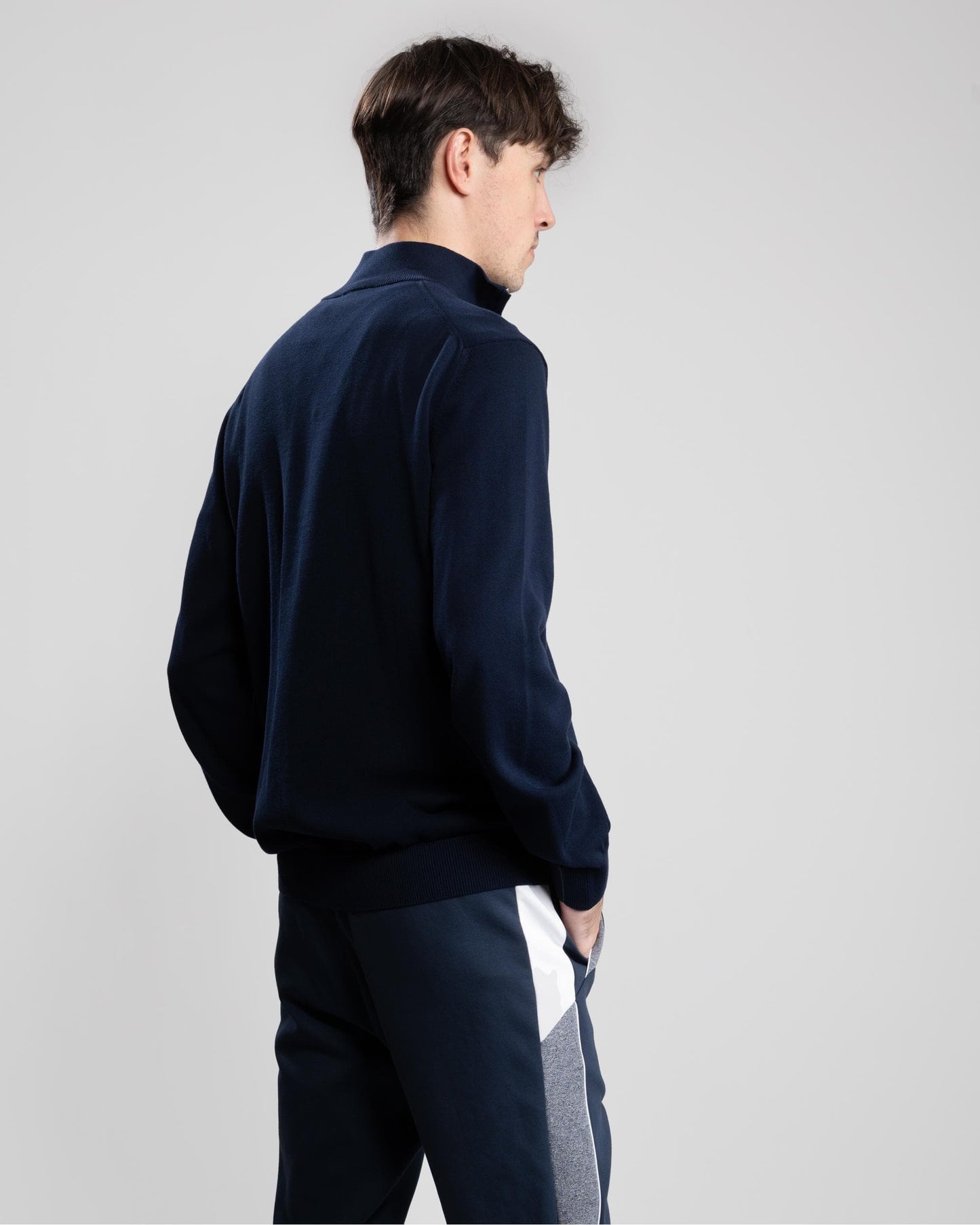 Half Zip Logo Mens Sweatshirt - Navy Blue 166