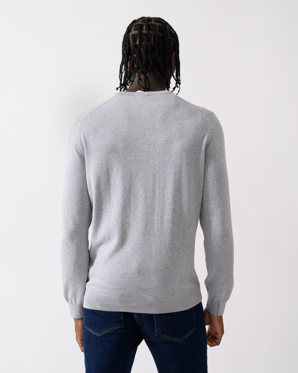 Mens Organic Cotton Crew Neck Sweater - Silver Chine CCA