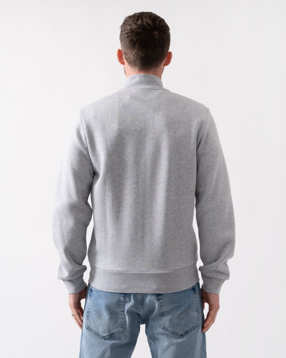 Regular Fit Brushed Fleece Mens Zippered Sweatshirt - Silver Chine CCA