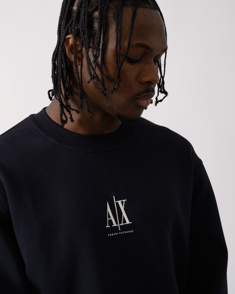 Mens Embroidered A|X Centre Logo Crew Neck Sweatshirt - Deep Navy UB101