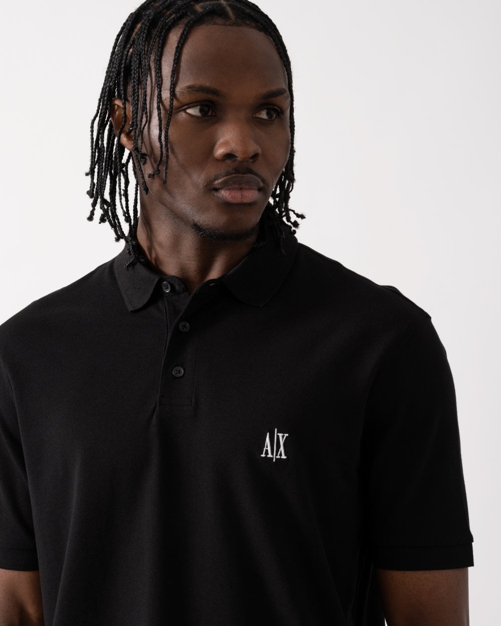 Mens Embroidered A|X Monogram Short Sleeve Polo Shirt - Black UC001