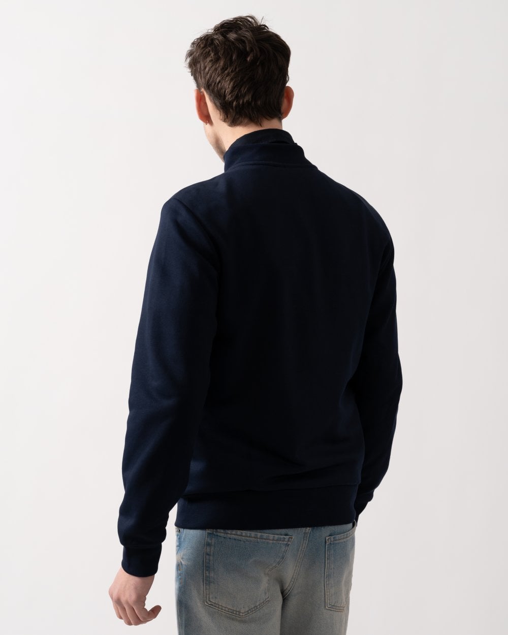 Regular Fit Brushed Fleece Mens Zippered Sweatshirt - Navy Blue 166