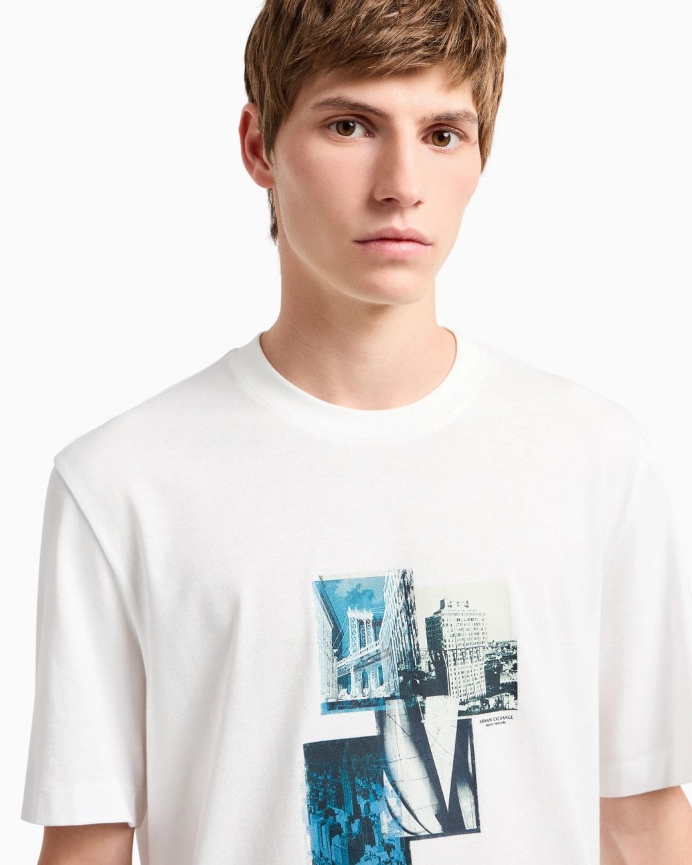 Mens Milano/New York Landmarks Graphic T-Shirt - Off White U0009