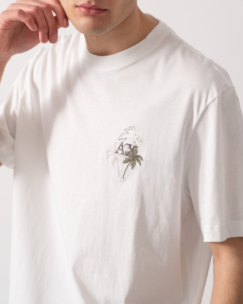Mens Palm Trees AX Logo T-Shirt - Off White U0009