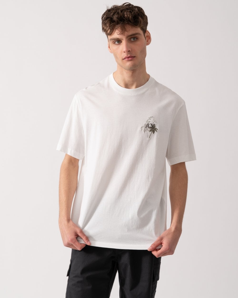 Mens Palm Trees AX Logo T-Shirt - Off White U0009