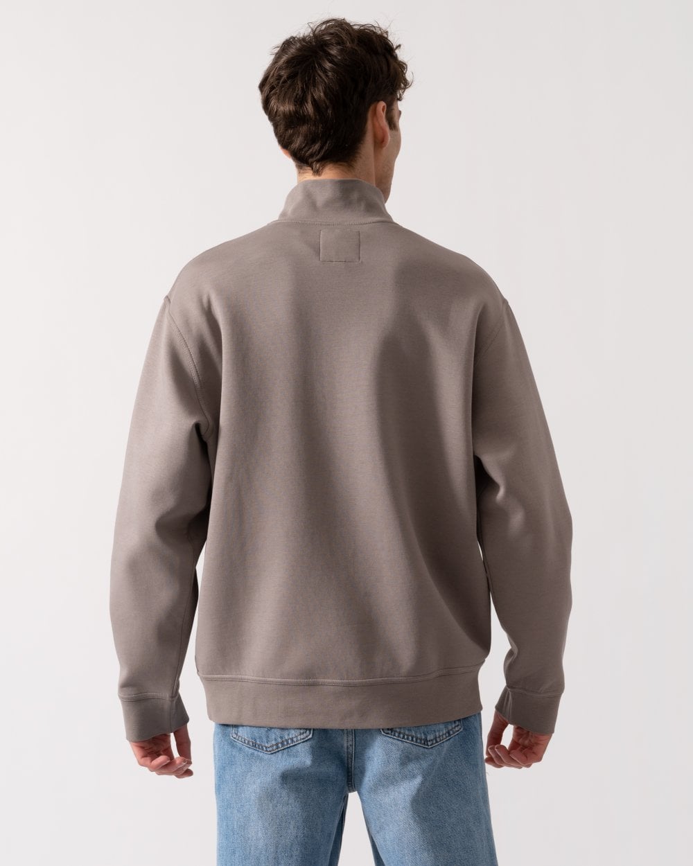 Mens Embroidered A|X Logo 1/4 Zip Sweatshirt - Driftwood U6107