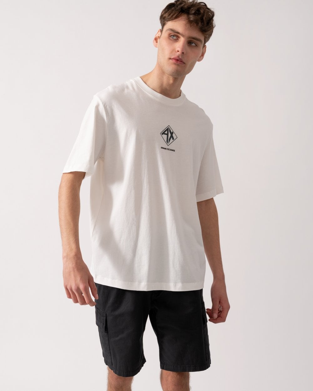 Mens AX Diamond Logo T-Shirt - Off White U0009