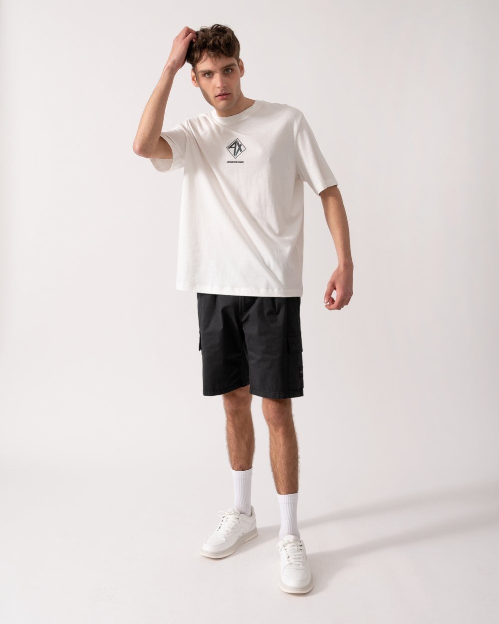 Mens AX Diamond Logo T-Shirt - Off White U0009