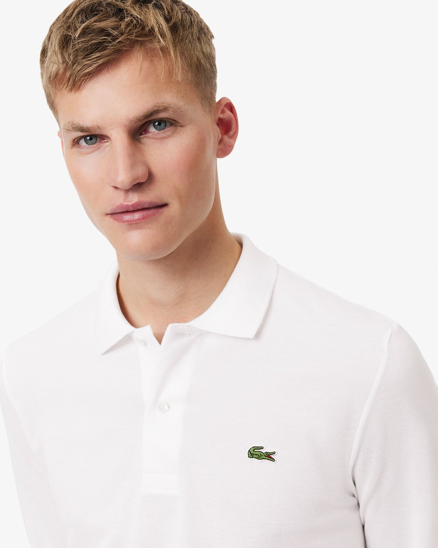 Original L.12.12 Mens Long Sleeve Cotton Polo Shirt - White 001