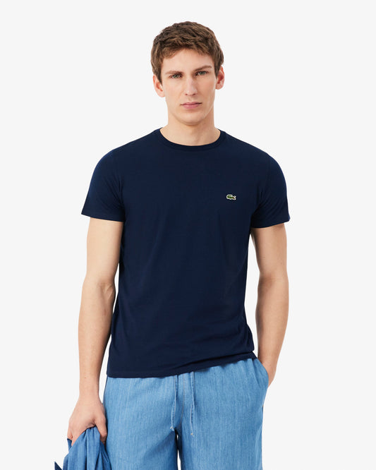 Mens Crew Neck Pima Cotton Jersey T-Shirt - Navy Blue 166