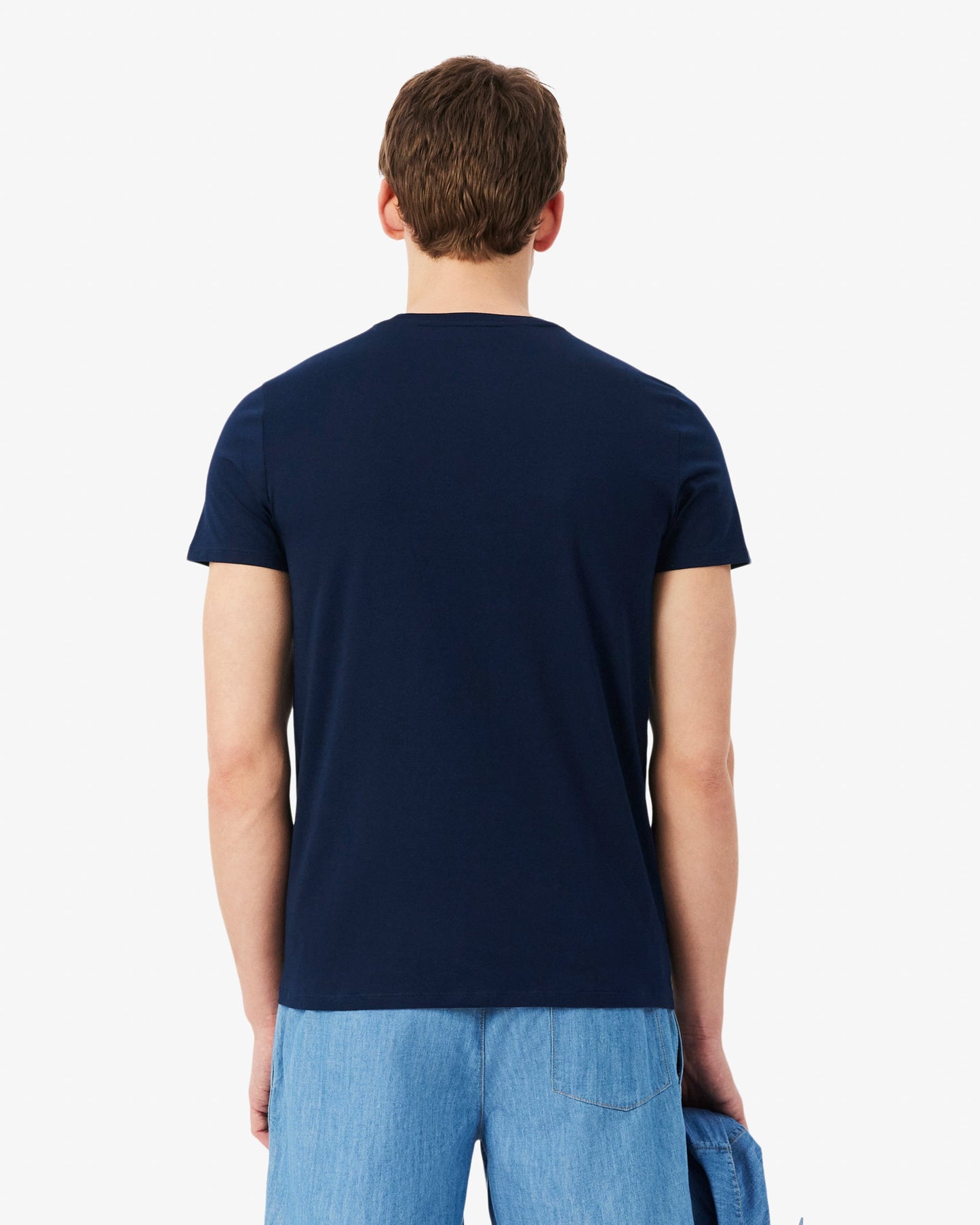 Mens Crew Neck Pima Cotton Jersey T-Shirt - Navy Blue 166
