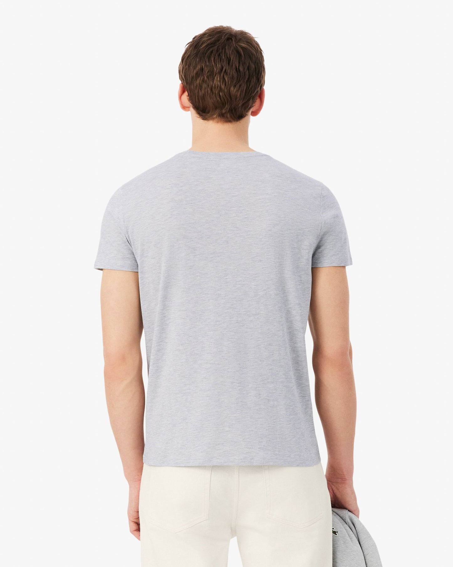 Mens Crew Neck Pima Cotton Jersey T-Shirt - Silver Chine CCA