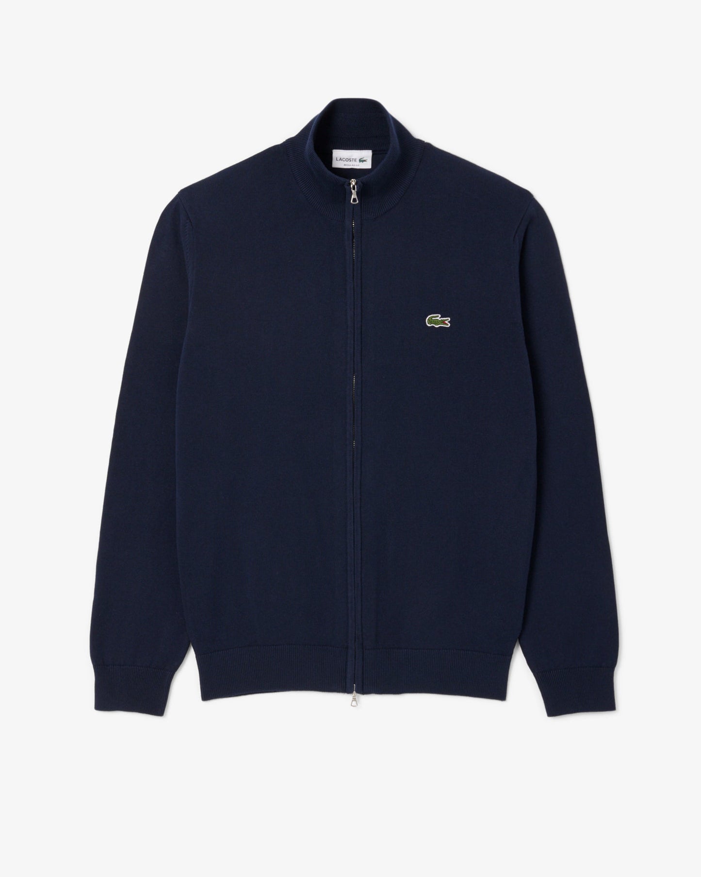 High Neck Zipped Cotton Mens Sweater - Navy Blue 166