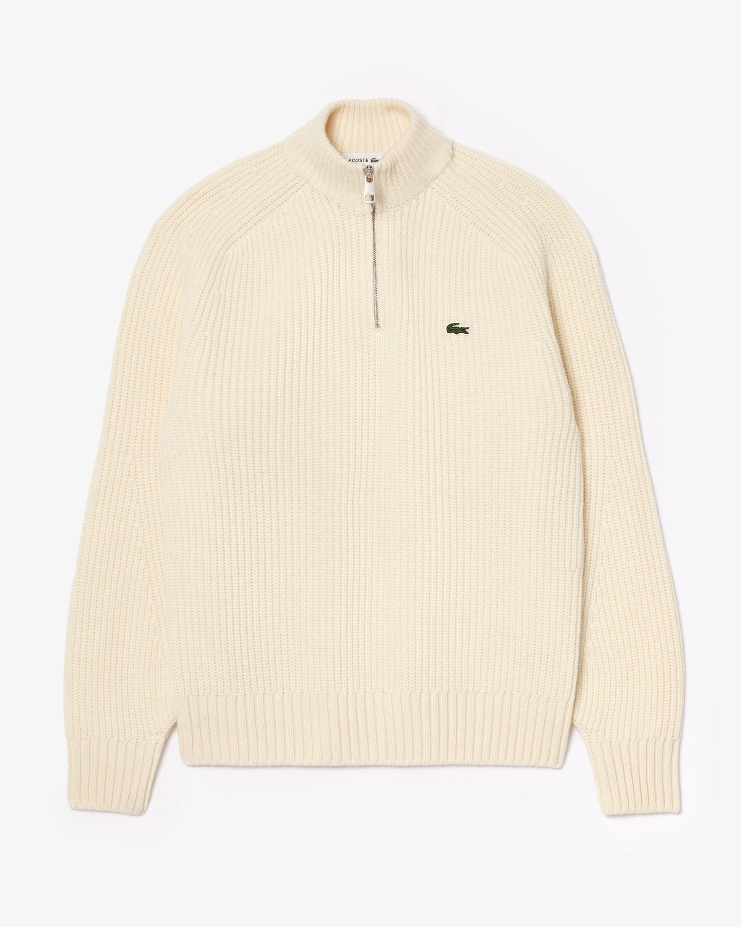 High Zip Neck Thick Rib Knit Mens Wool Sweater - Lapland XFJ