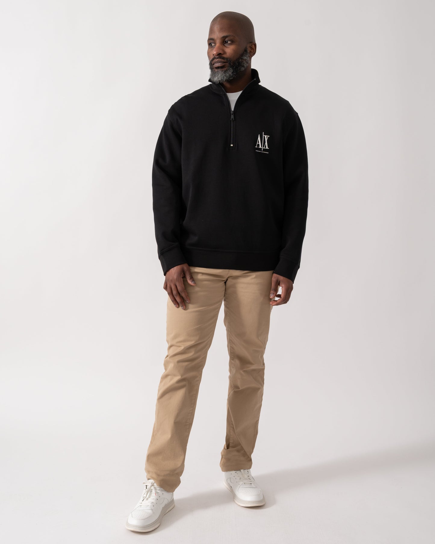 Mens Embroidered A|X Logo 1/4 Zip Sweatshirt - Black UC001