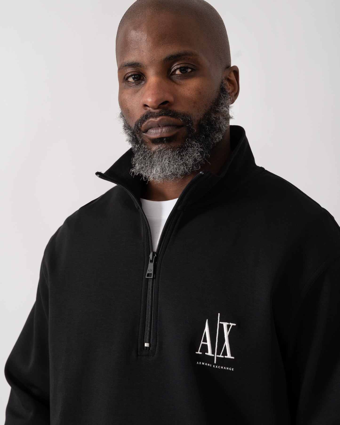 Mens Embroidered A|X Logo 1/4 Zip Sweatshirt - Black UC001