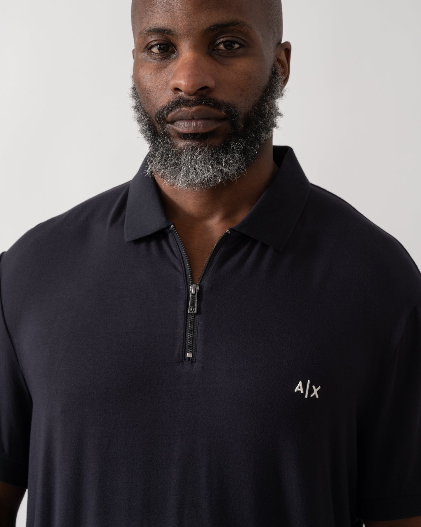 Mens Zip Polo Shirt in Techinical Fabric - Deep Navy UB101