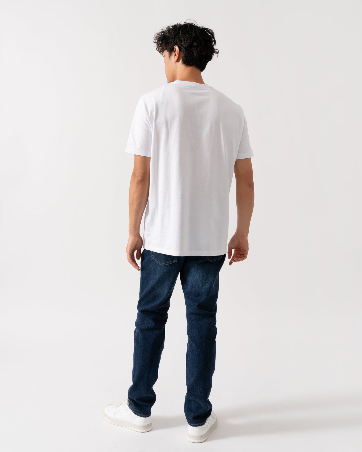 Mens T-Shirt with Tonal Milano/New York Logo - White U0002