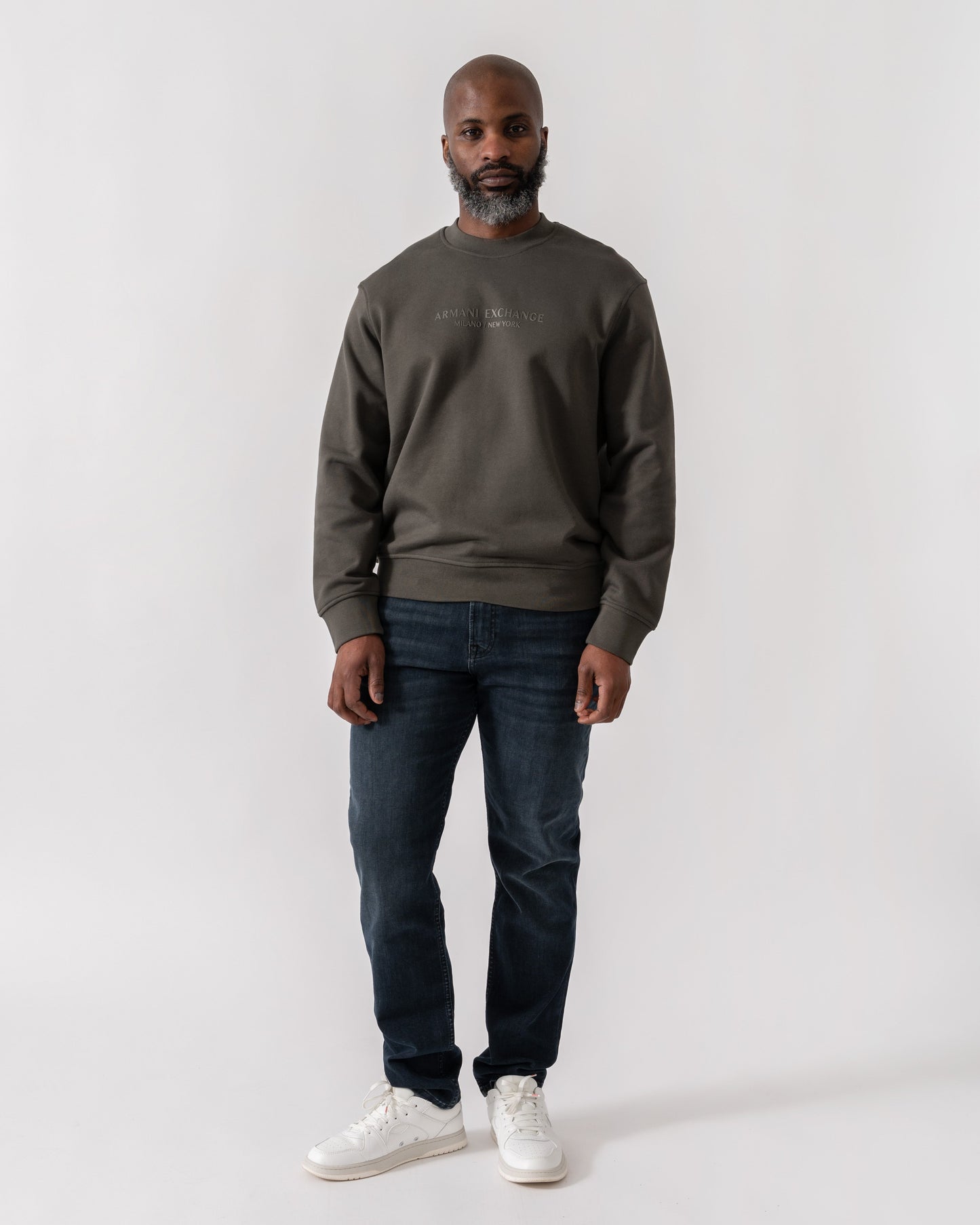 Mens Crew Neck Sweatshirt with Tonal Milano/New York Logo - Chimera M8317