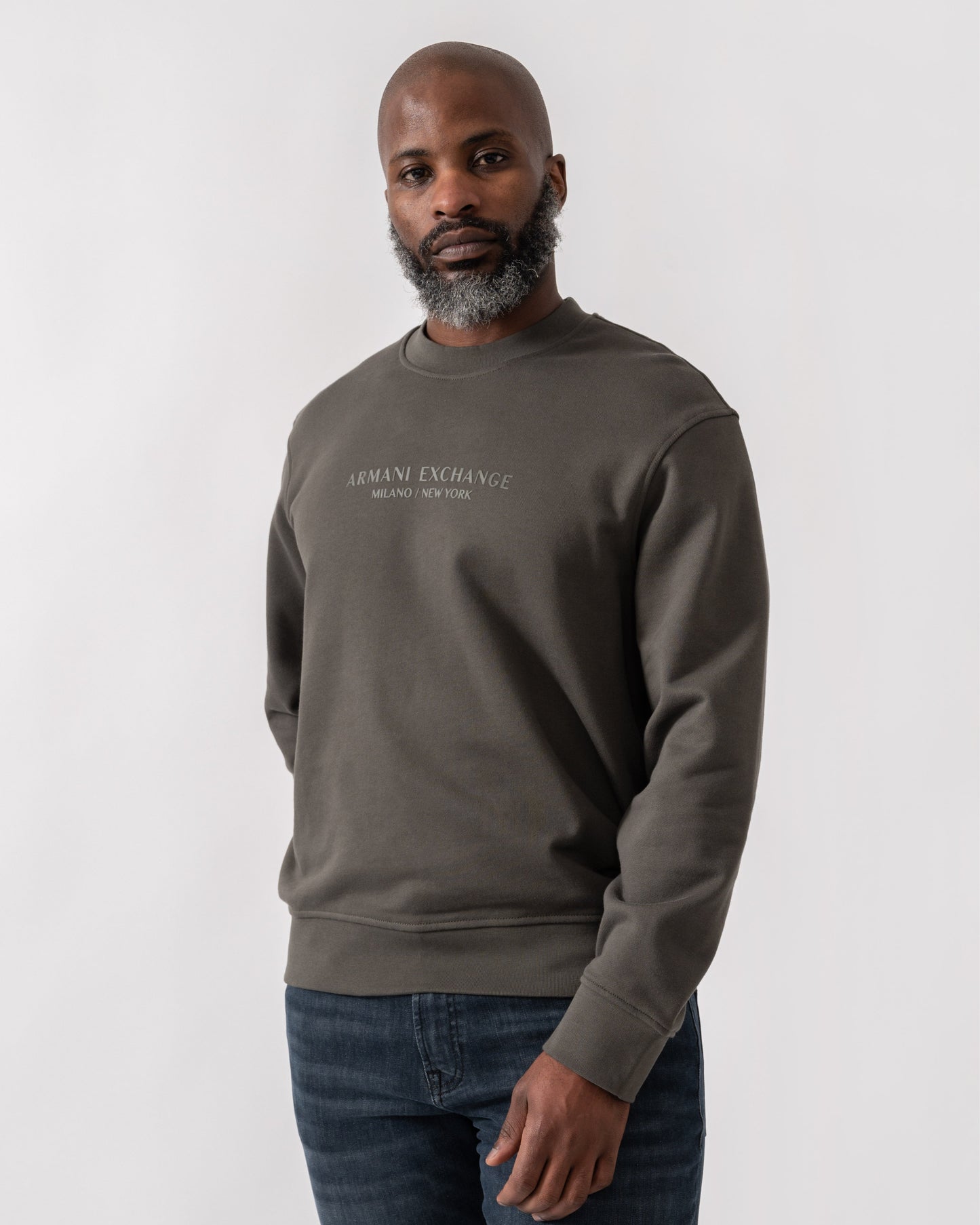 Mens Crew Neck Sweatshirt with Tonal Milano/New York Logo - Chimera M8317