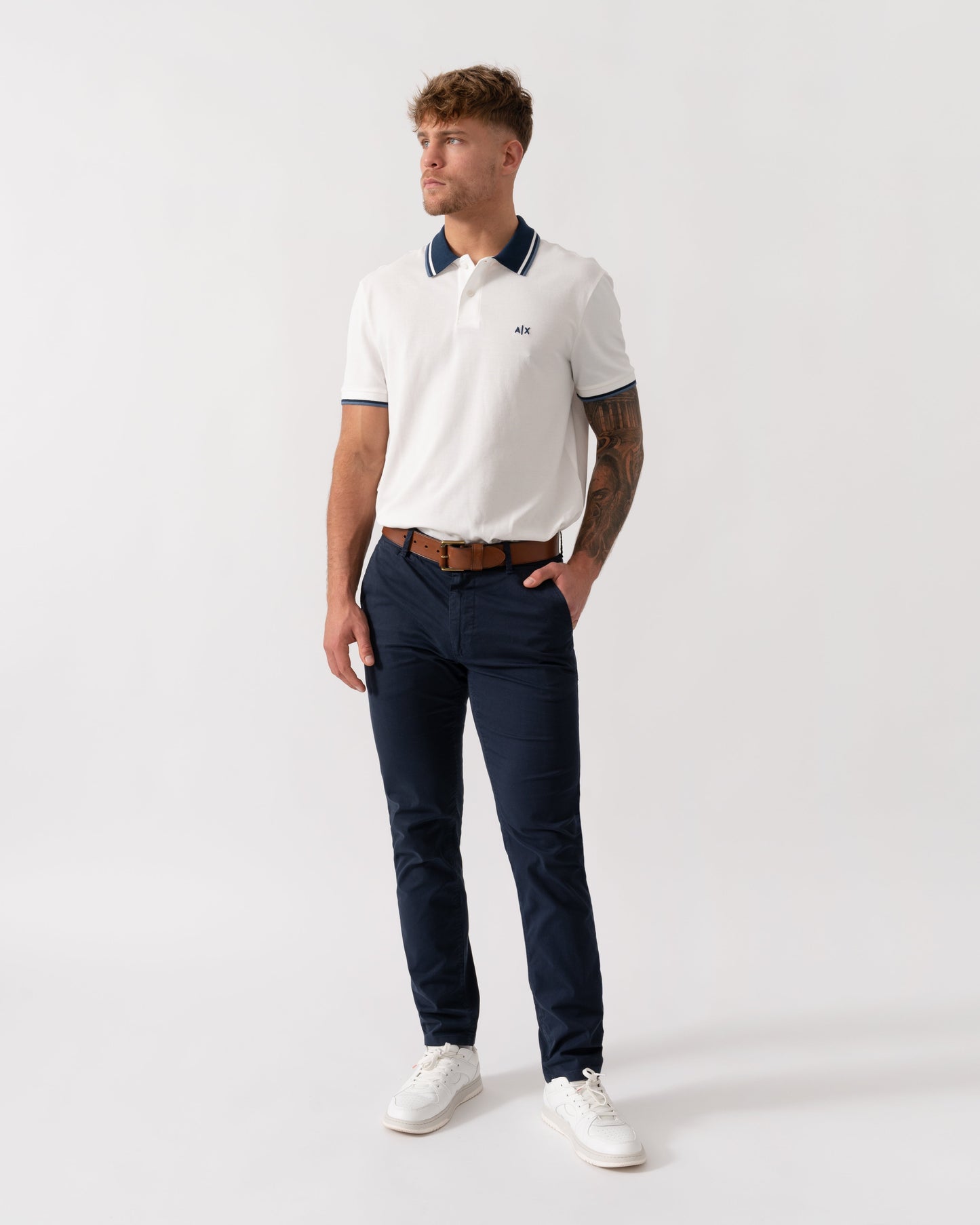 Mens Contrast Tip Polo Shirt - Off White U0009