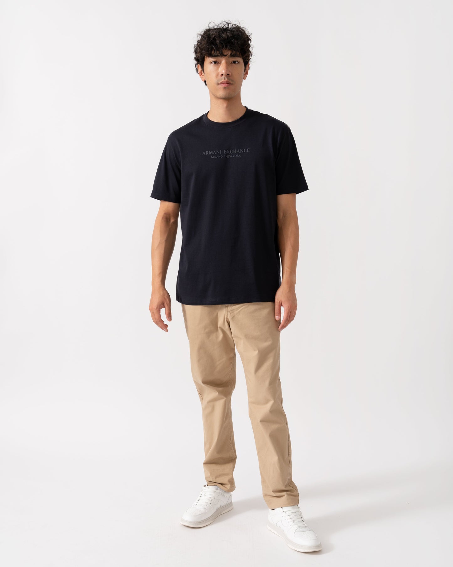 Mens T-Shirt with Tonal Milano/New York Logo - Deep Navy UB101