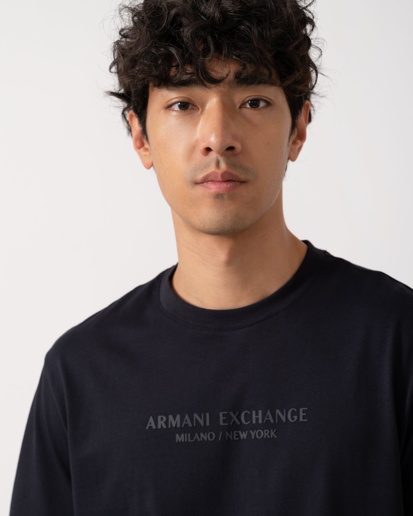 Mens T-Shirt with Tonal Milano/New York Logo - Deep Navy UB101