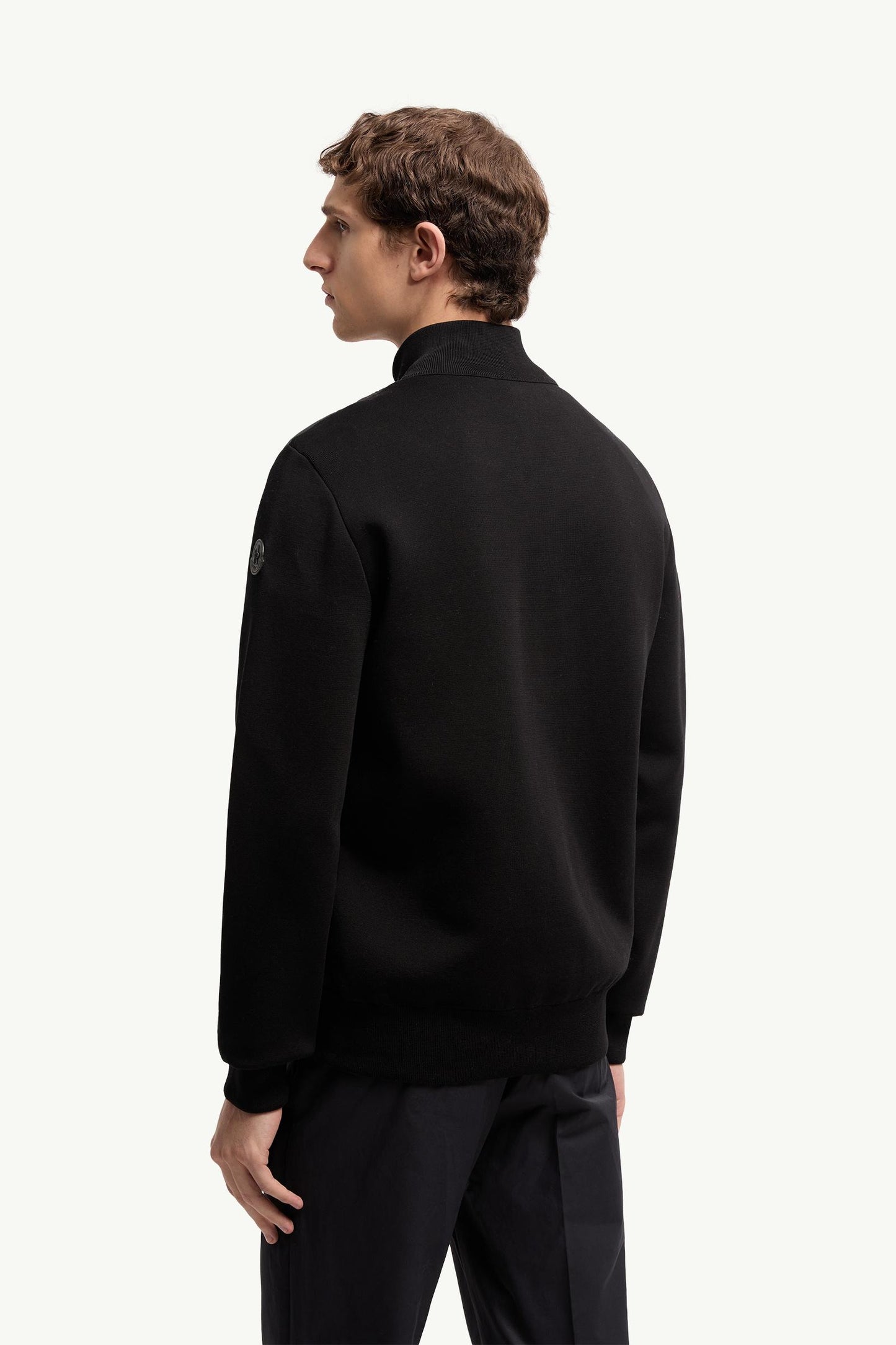 Padded Crepe Cotton Zip-Up Cardigan