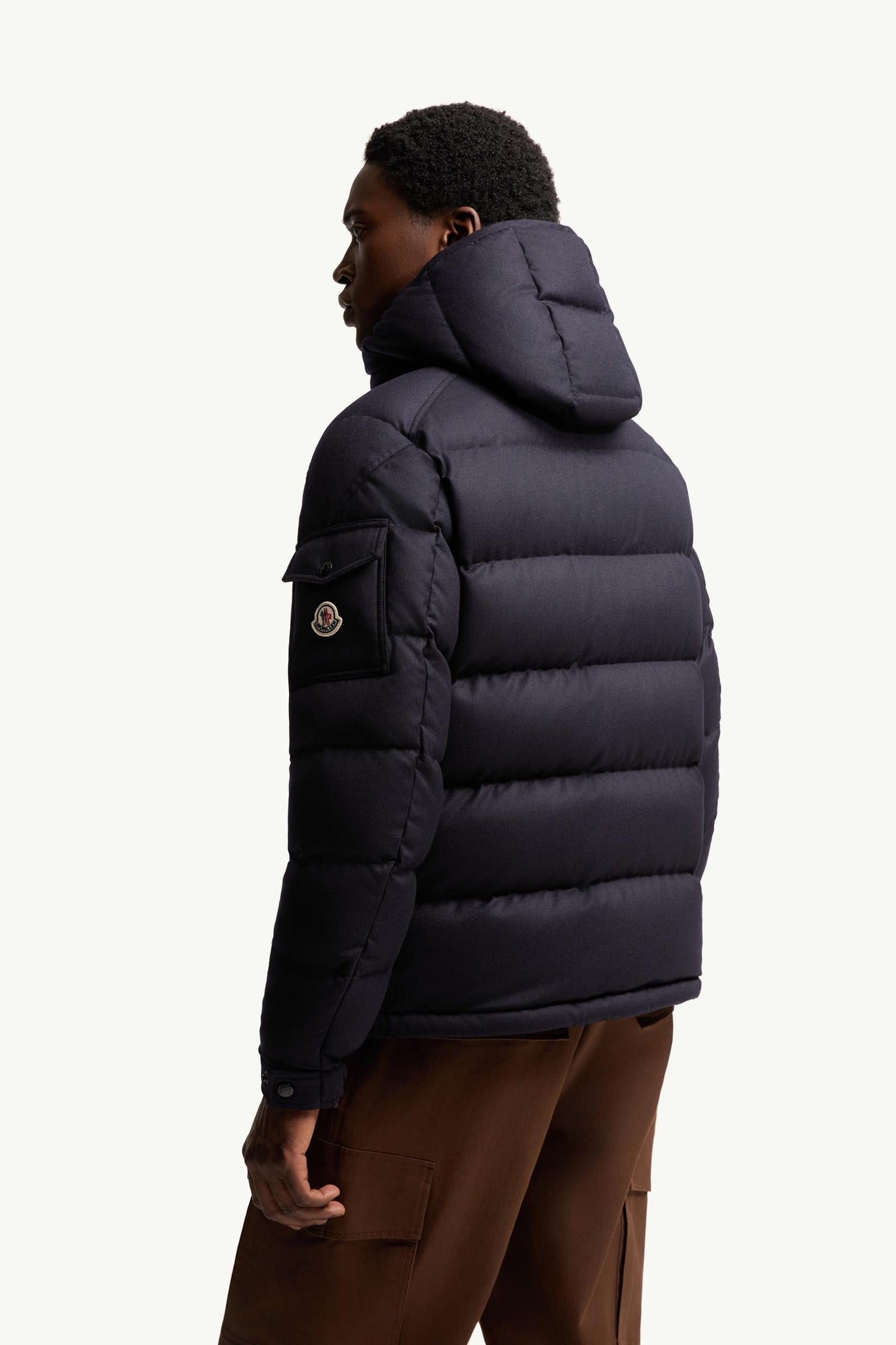 Montgenevre Hooded Wool Flannel Short Down Jacket