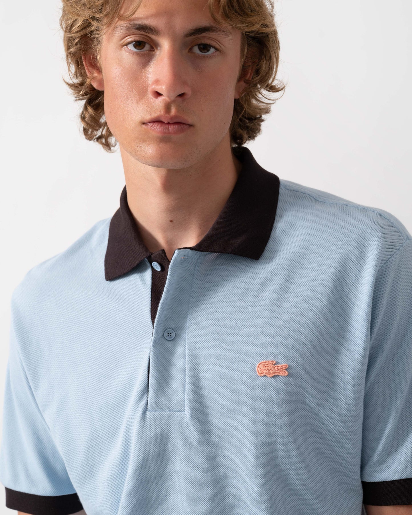 Classic Fit Short Sleeve Mens Piqué Polo - Chambray/Buffalo 4I3