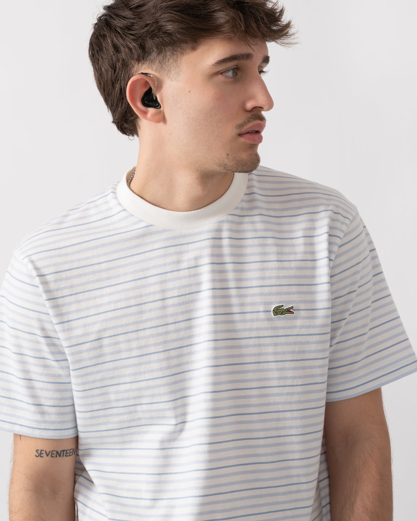 Stripe Mens Classic Fit T-Shirt - Phoenix Blue/Flour
