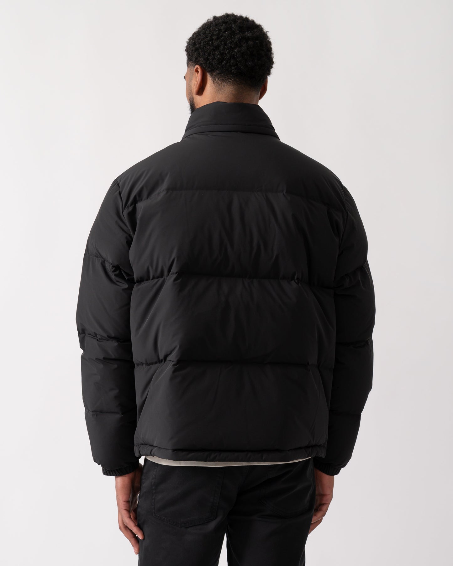 Water-Repellent Packable Hood Mens Down Jacket - Black 031