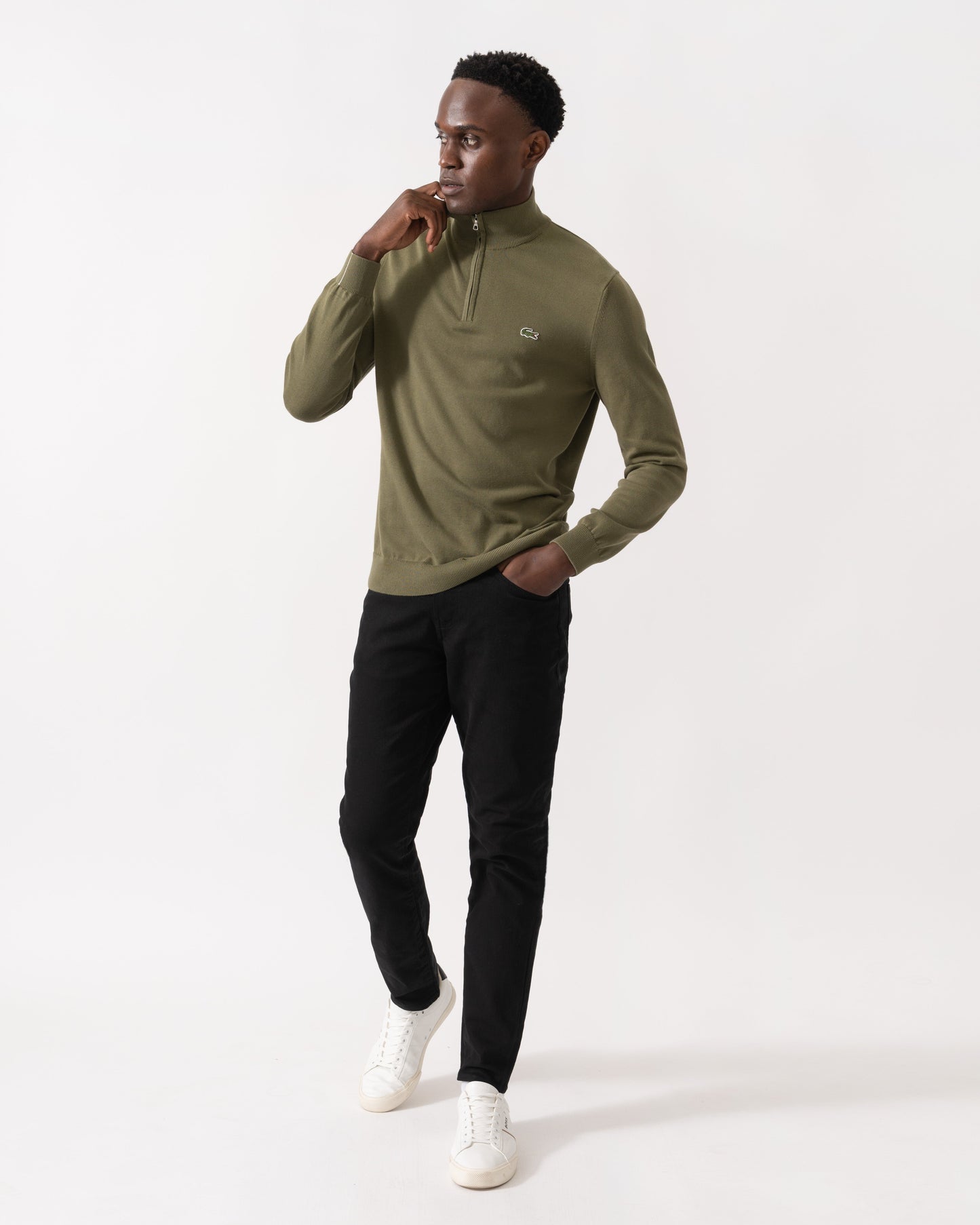 Half Zip Logo Mens Sweatshirt - Olive E9F