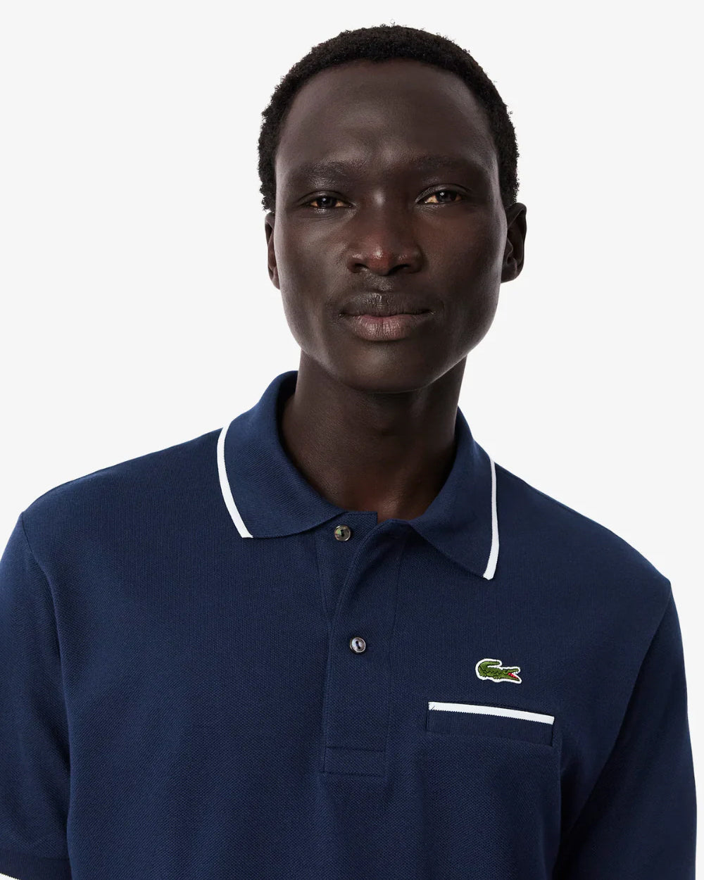 Pocket Accent L.12.12 Mens Classic Fit Polo Shirt - Navy Blue/Flour