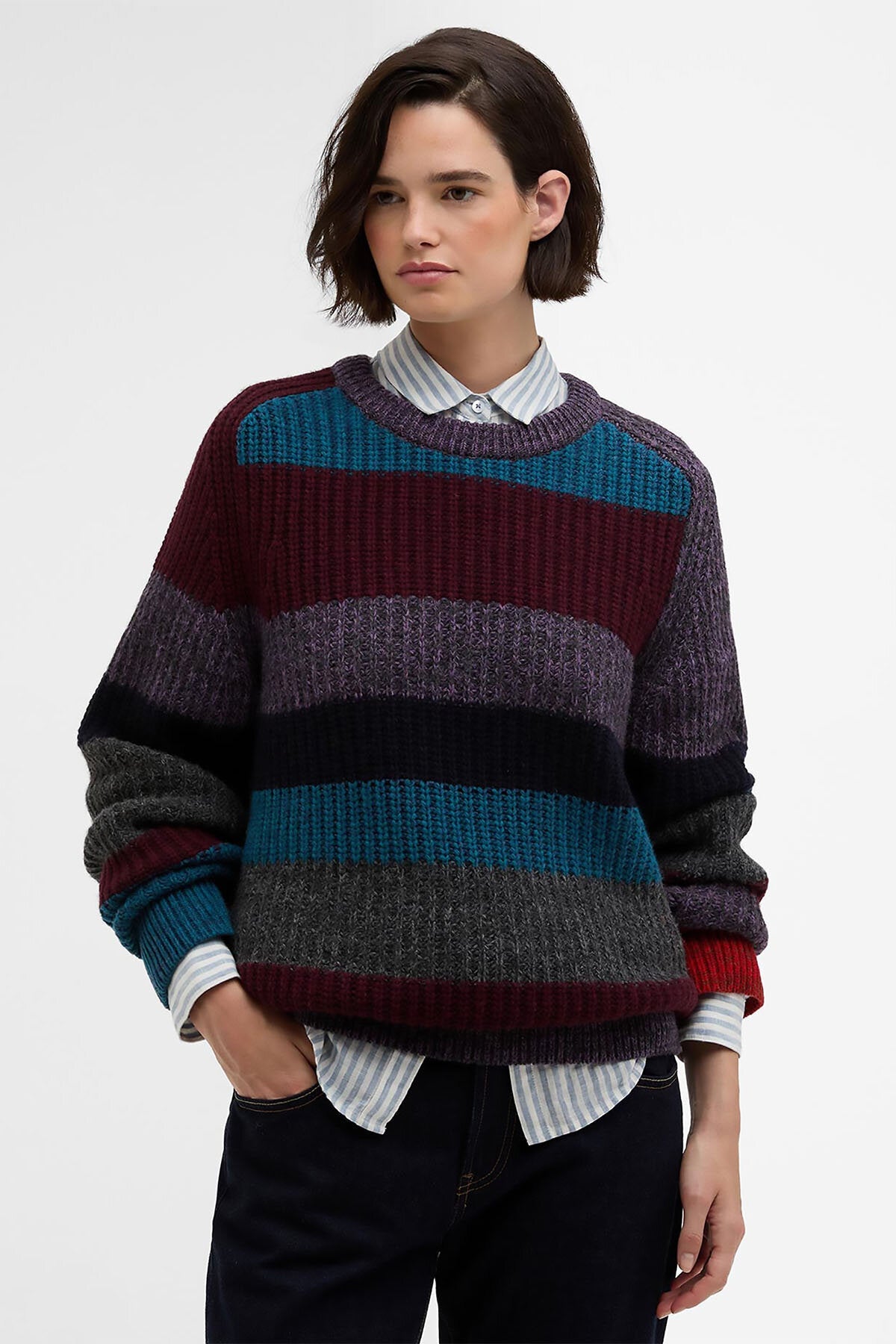 Paul Smith loves Barbour Multi Striped Crew Neck Jumper