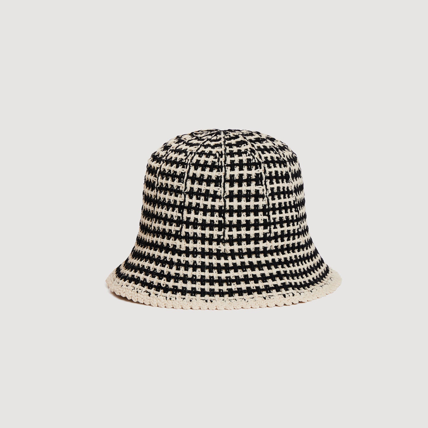 Crochet-knit bucket hat