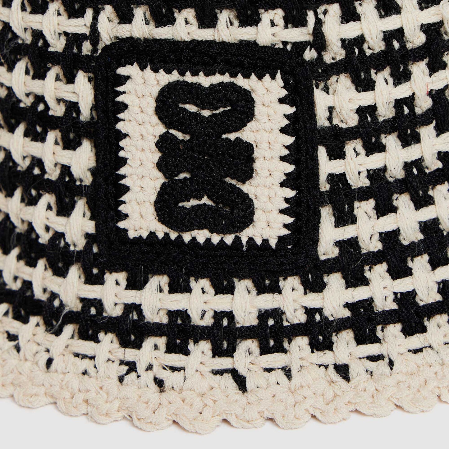 Crochet-knit bucket hat