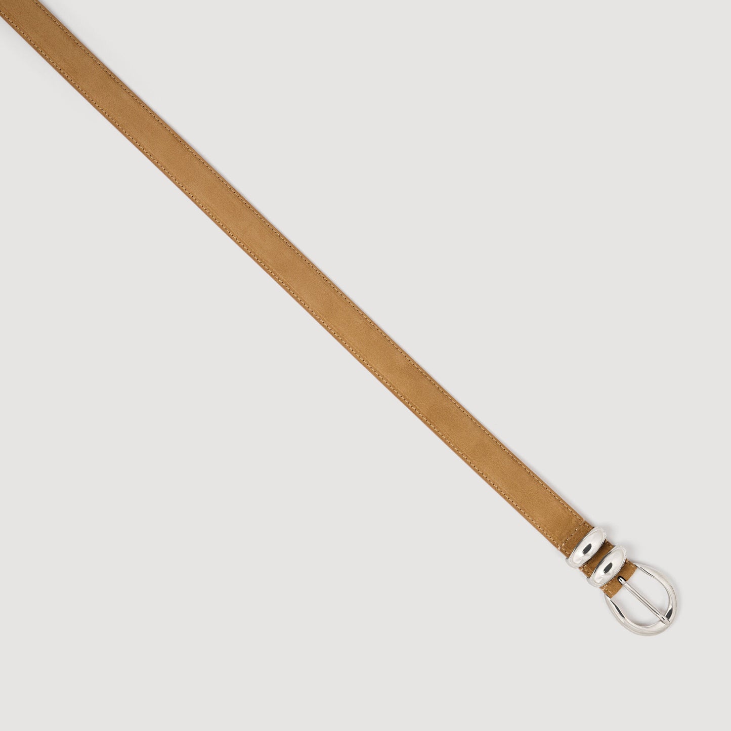 Leather belt with metal buckle