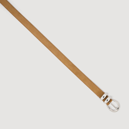 Leather belt with metal buckle