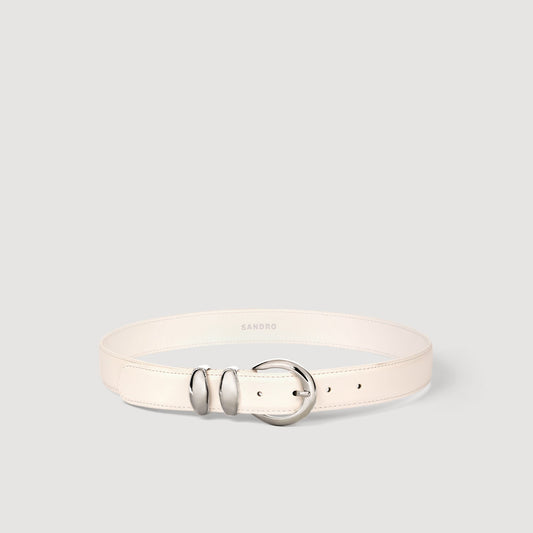 Leather belt with metal buckle