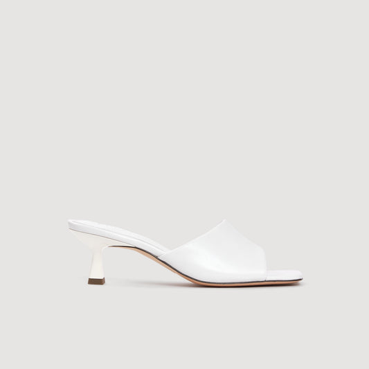 Smooth leather heeled mules