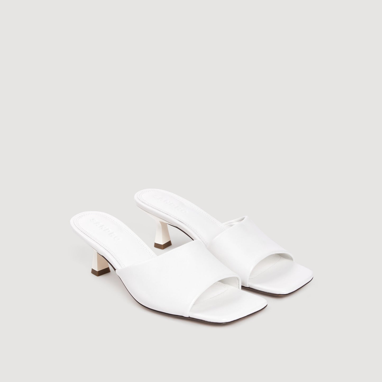 Smooth leather heeled mules