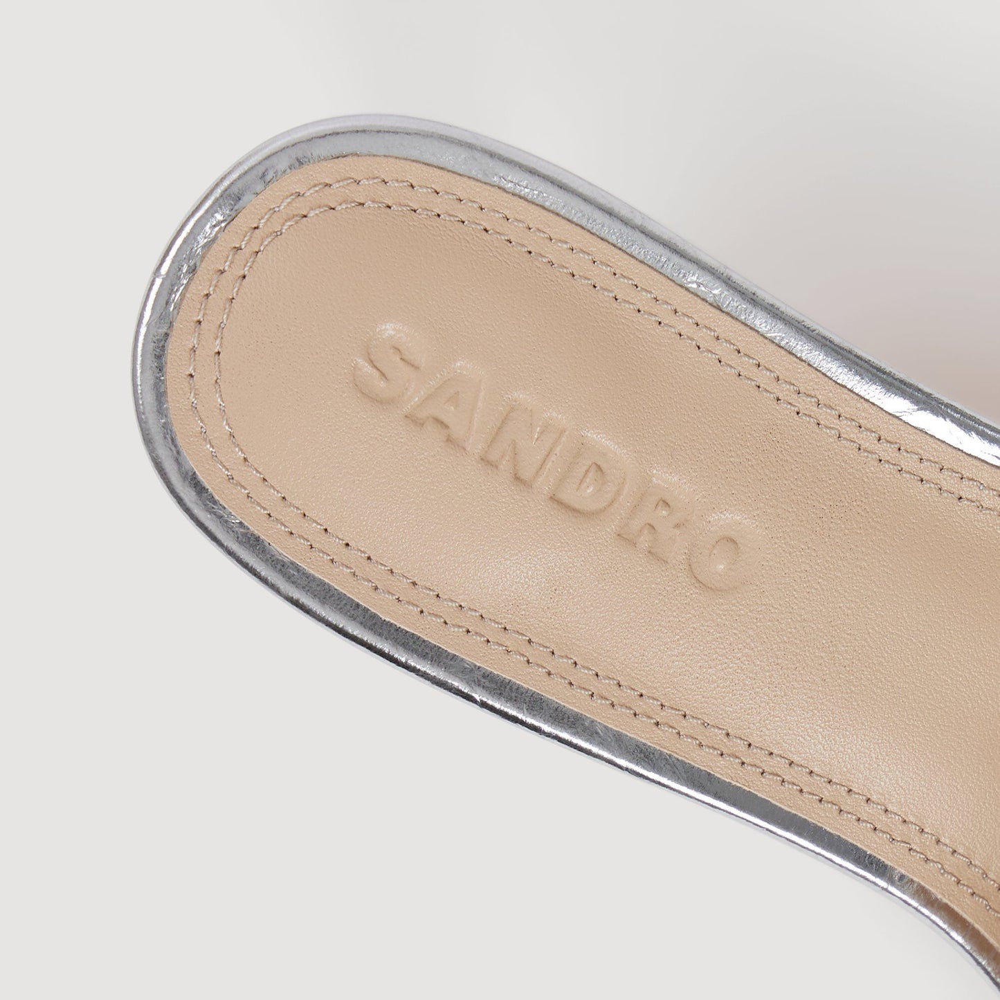 Heeled metallic leather mules