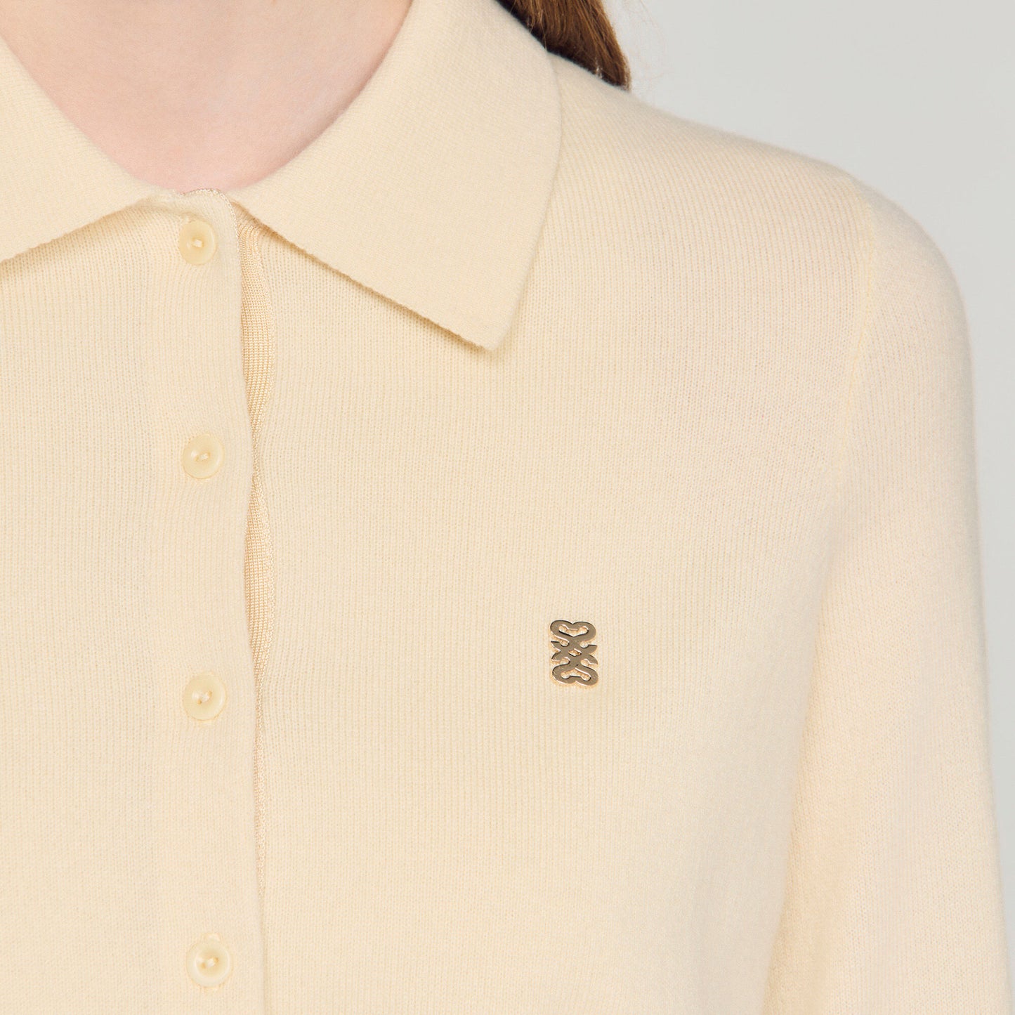 Cardigan with shirt collar