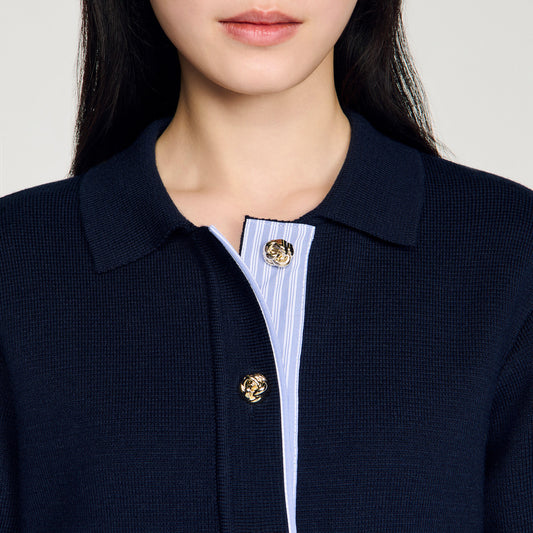 Wool polo cardigan