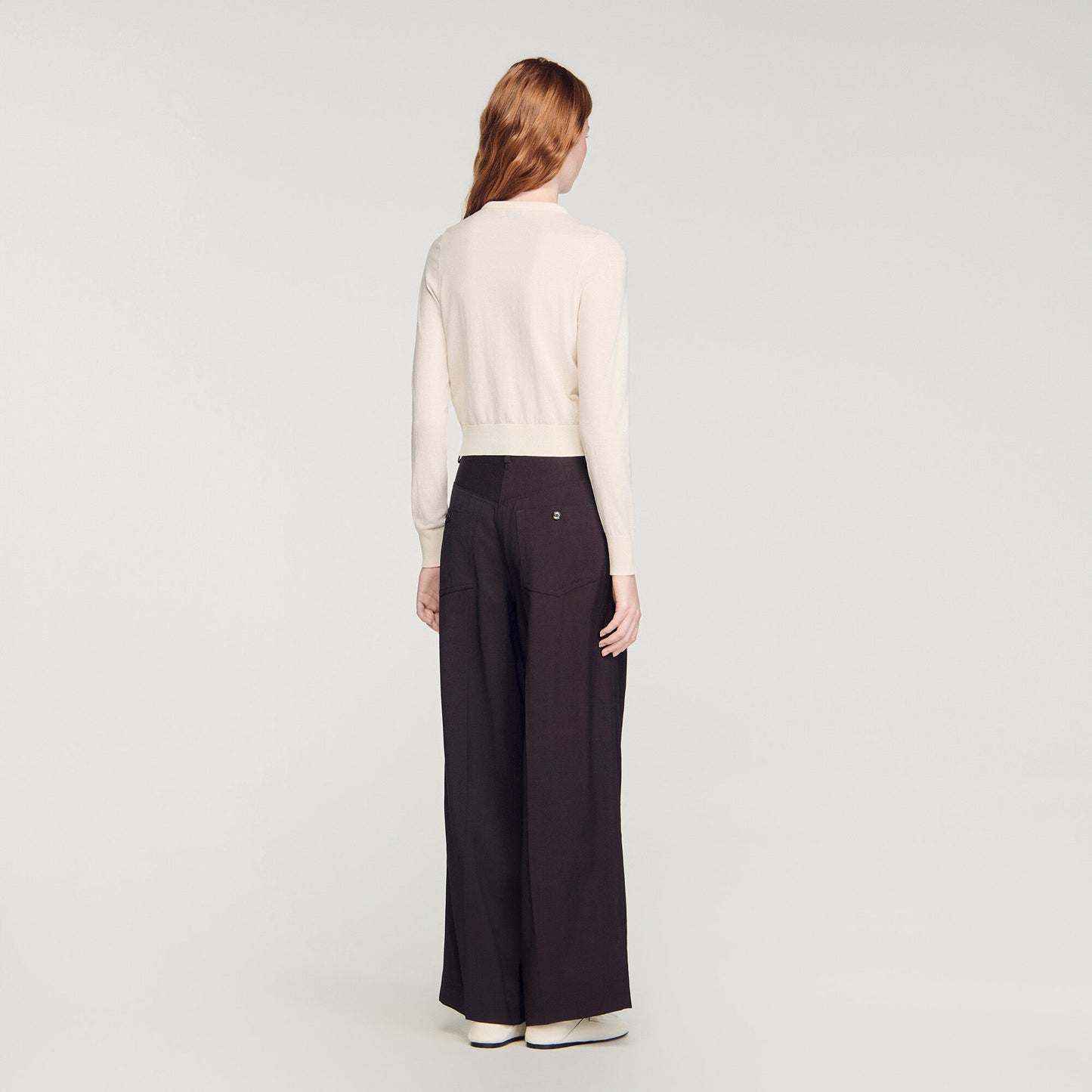 Cropped padded round neck cardigan