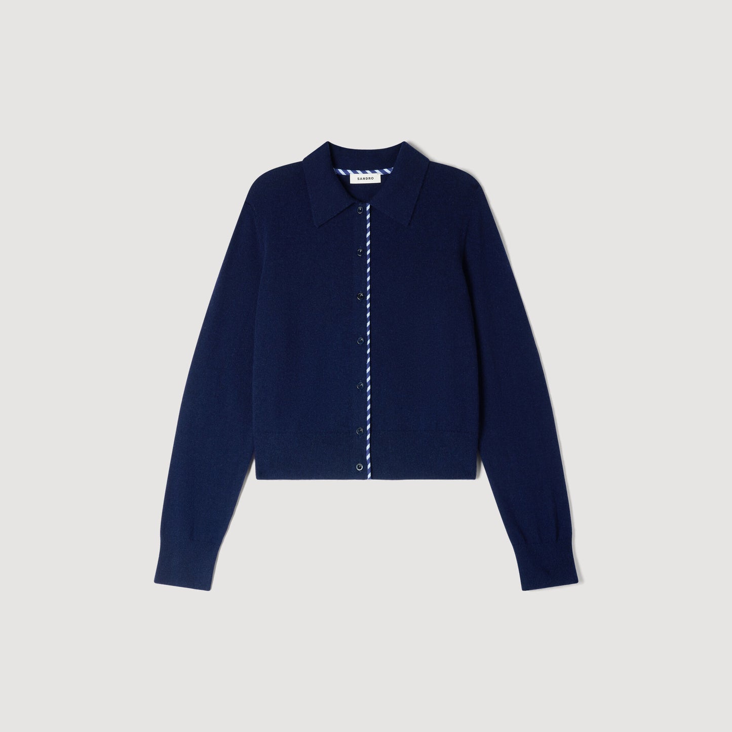 Striped wool-cashmere cardigan
