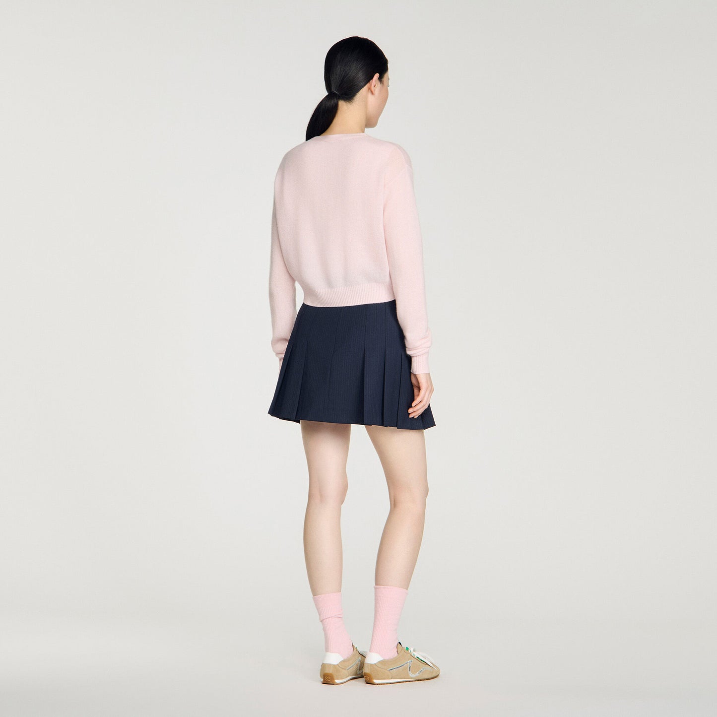 Cropped cashmere wool cardigan