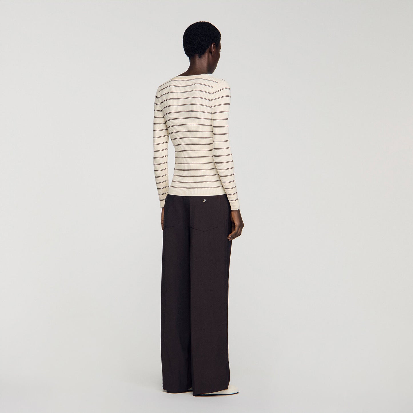 Striped ribbed cardigan